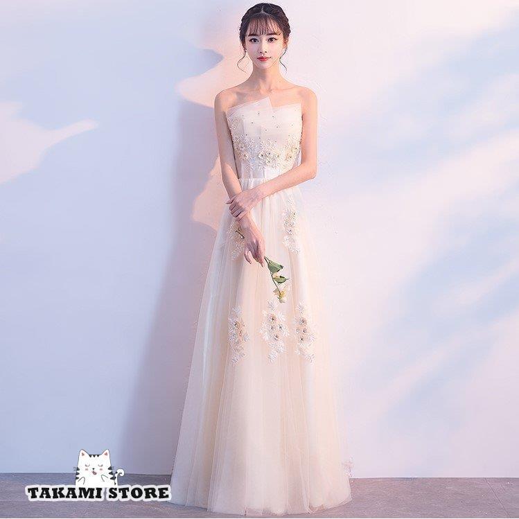 人気ブラドン ウエディングドレス チューブトップ ベアトップ 花嫁