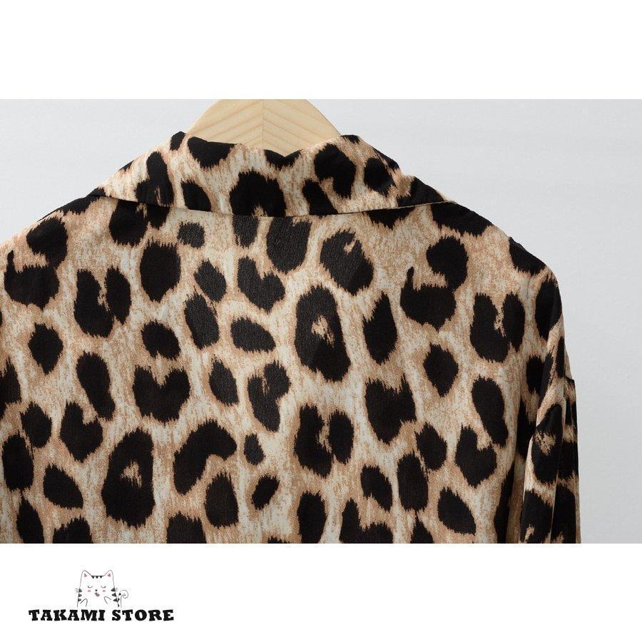レオパード 襟付き シャツ ブラウス レディース 大きいサイズ 3L 4L 5L