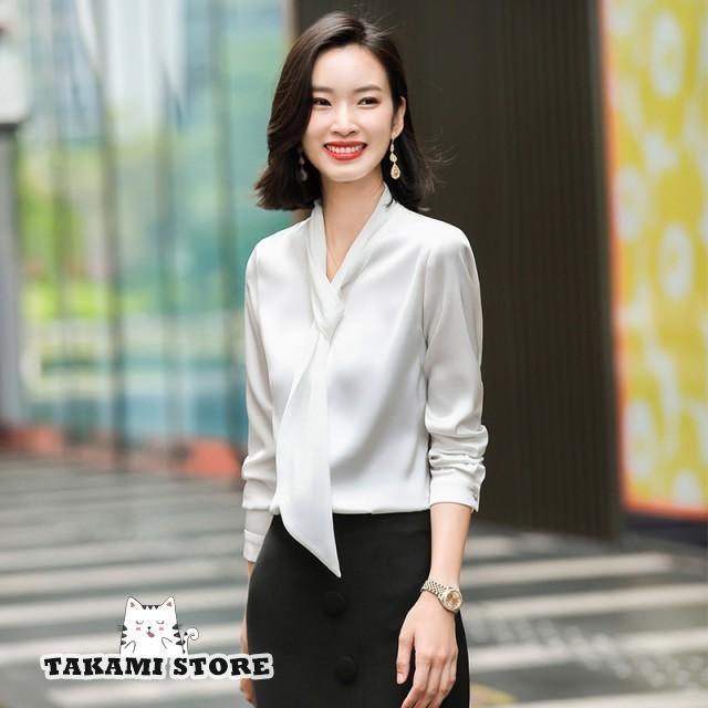 ボウタイ ブラウス トップス レディース 長袖 白 春 秋 オフィス 通勤服 大きいサイズ 3L 4L 5L 上品 きれいめ おしゃれ 20代 30代 40代