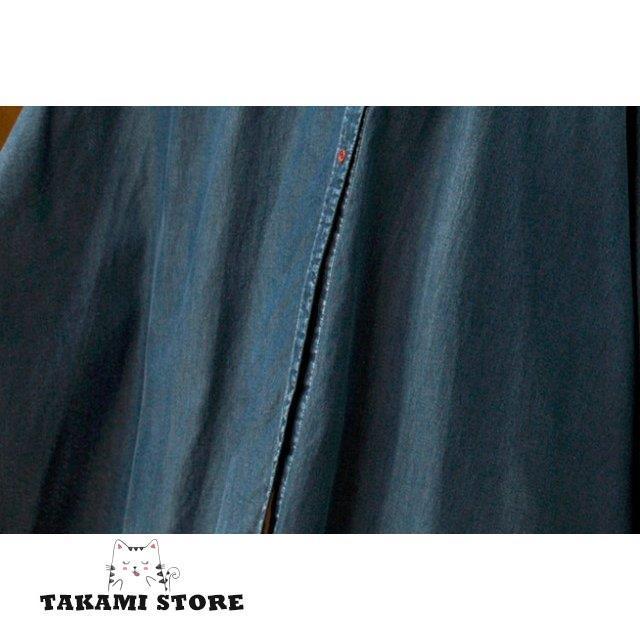 デニムワンピース ロング丈 デニム シャツワンピース レディース
