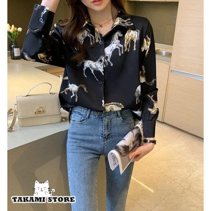 柄シャツ アニマル柄トップス 襟付き シャツ ブラウス