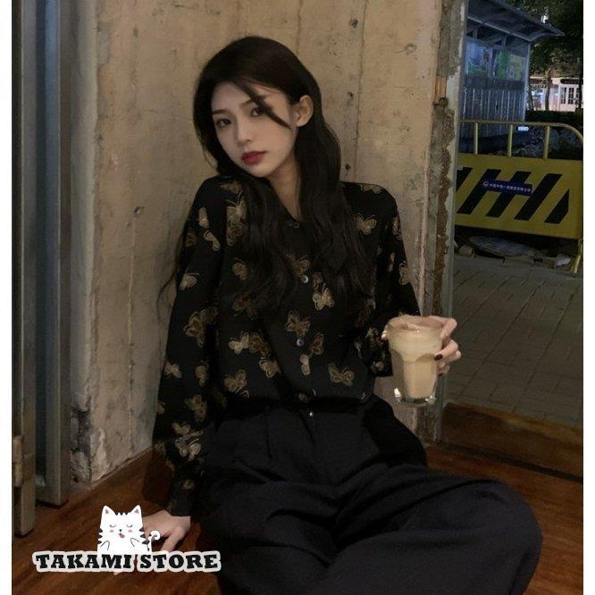 柄シャツ 襟付き シャツ ブラウス 長袖 トップス レディース 春