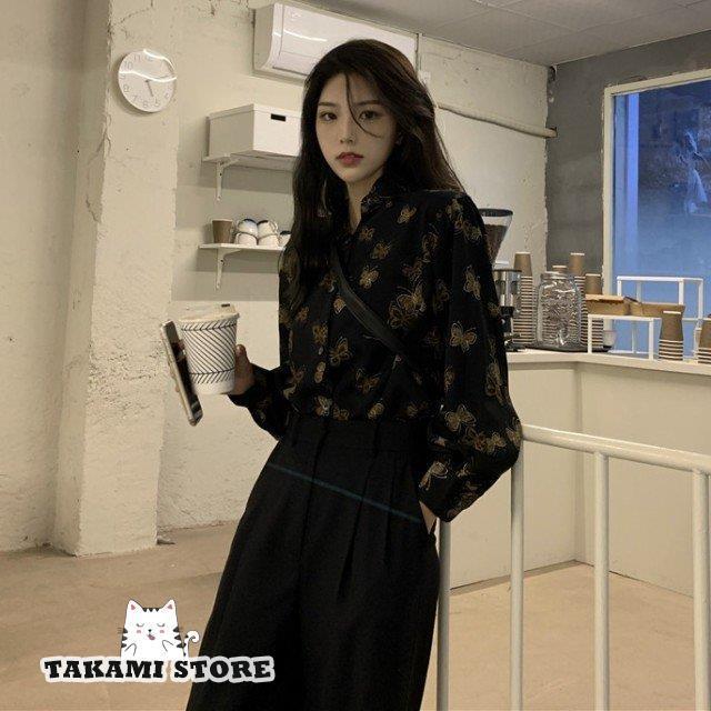 柄シャツ 襟付き シャツ ブラウス 長袖 トップス レディース 春 秋 20