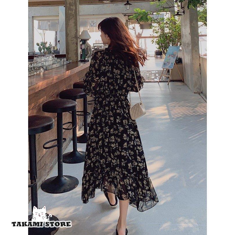 シースルー 花柄 ワンピース レディース ロングワンピース 長袖