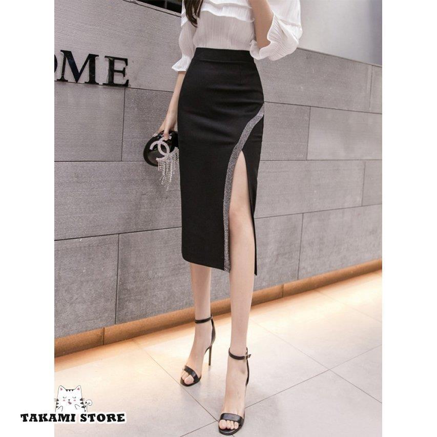 タイトスカート スリット スカート ミモレ丈 レディース