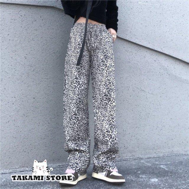 レオパード柄パンツ ストレートパンツ ボトムス レディース
