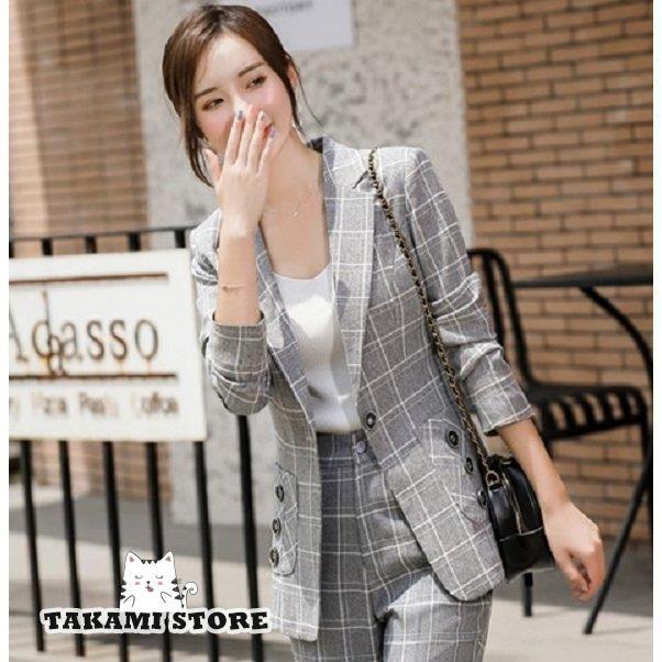 チェック パンツスーツ セットアップ レディース おしゃれ