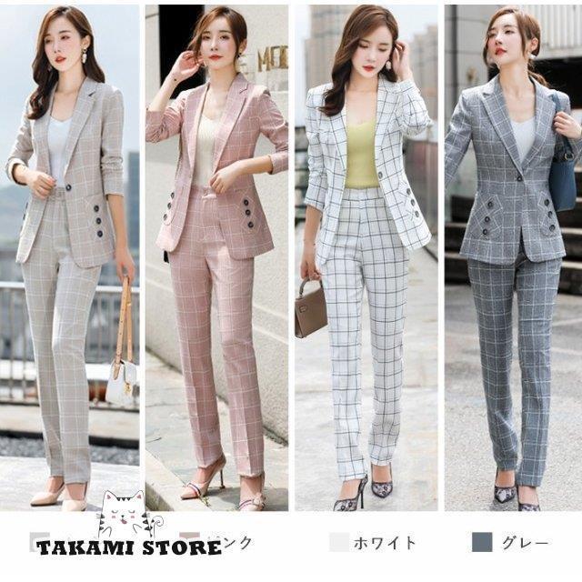 ●良品　パンツ未使用　INDIVI スーツ　セットアップ　上下　チェック パンツスーツ セットアップ レディース 上下セット スーツジャケット 2