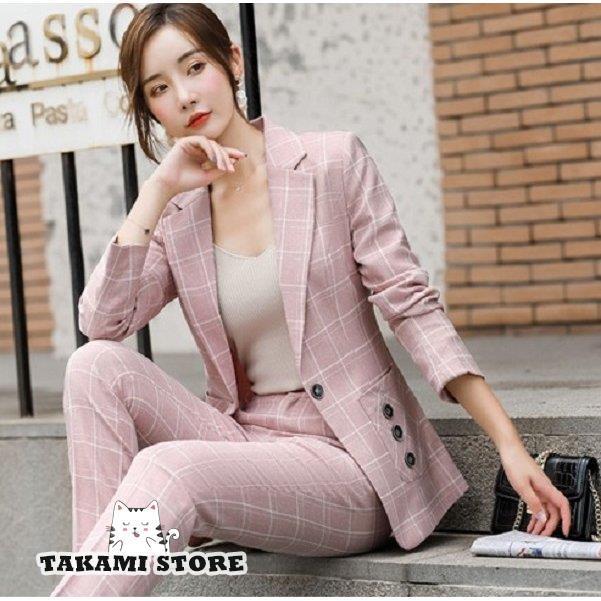 チェック パンツスーツ セットアップ レディース おしゃれ