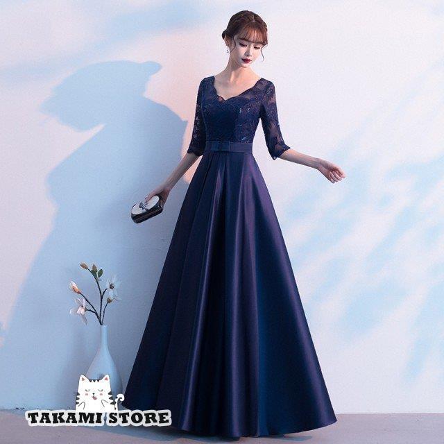 ウエディングドレス カラードレス 花嫁 ドレス ロング パーティードレス 結婚式 お呼ばれドレス 袖あり ロングドレス ウエストマーク 大きいサイズ 3L 4L 5L_3