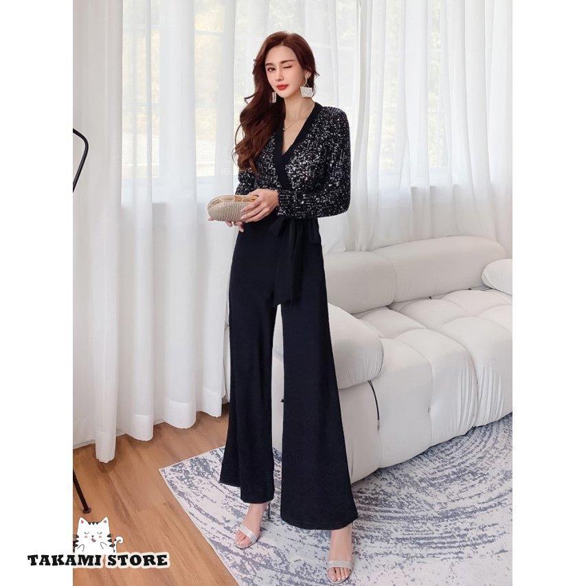 2★新品★ ROOM903 カシュクールデザインパンツドレス　ブラウン 2☆新品☆ ROOM903 カシュクールデザインパンツドレス ブラウン