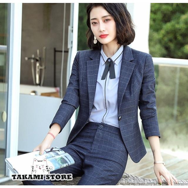 【美品】LES MUES スーツセットアップ パンツ チェックグレー 3Lと2L 美品】LES MUES スーツセットアップ パンツ チェックグレー 3Lと