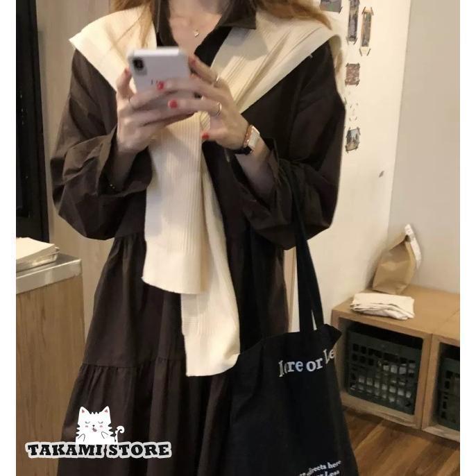 ティアードワンピース 長袖 シャツワンピース 膝丈ワンピース Aライン