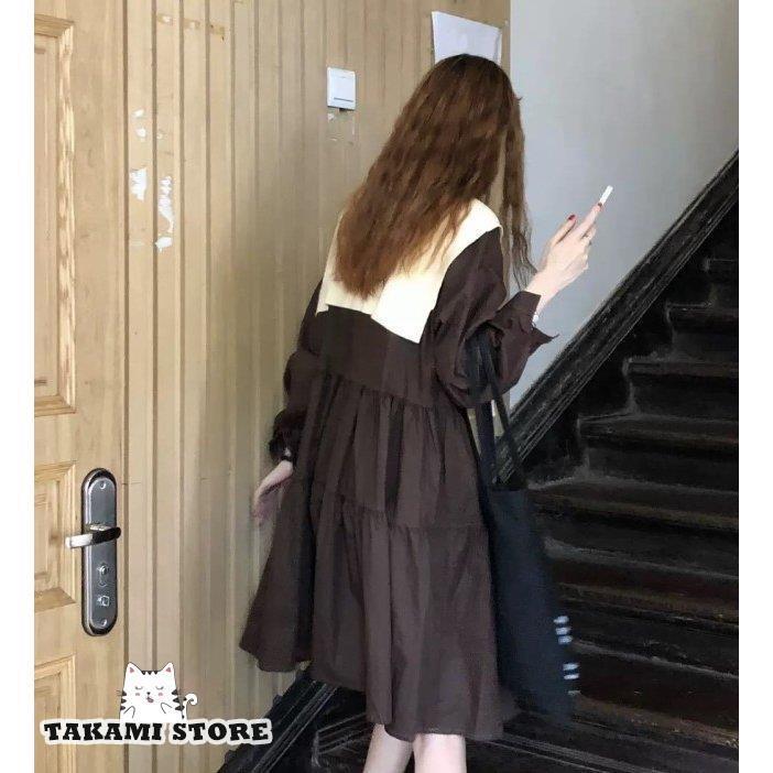 ティアードワンピース 長袖 シャツワンピース 膝丈ワンピース Aライン