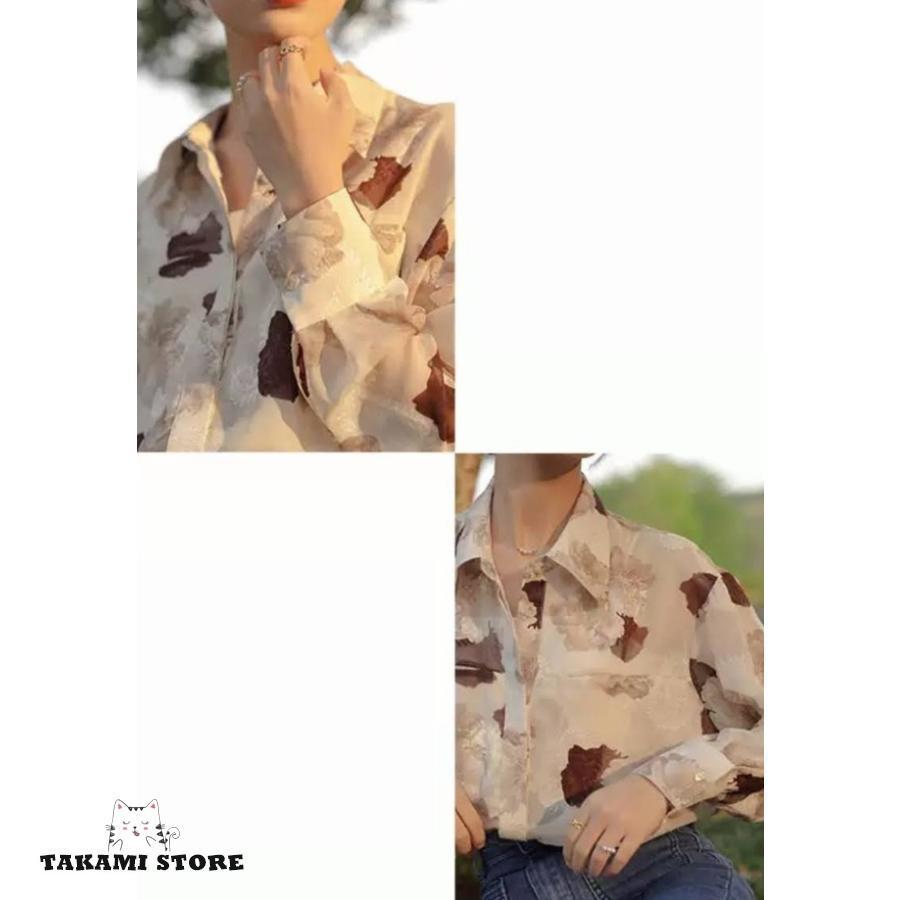 【美品】プラダ☆総柄　幾何学模様　総柄　L相当　長袖シャツ　ドレスシャツ プラダ PRADA 長袖総柄シャツ レディース 40