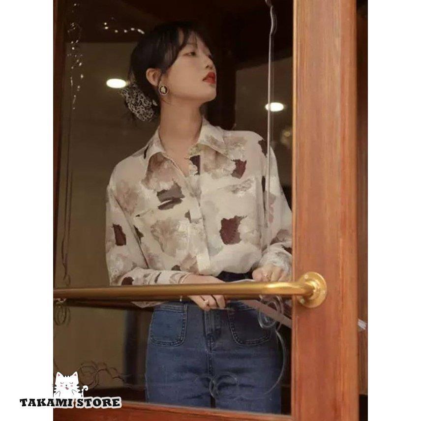 柄シャツ レディース シャツ ブラウス 長袖 トップス 花柄 柄シャツ レディース シャツ ブラウス 長袖 トップス 花柄