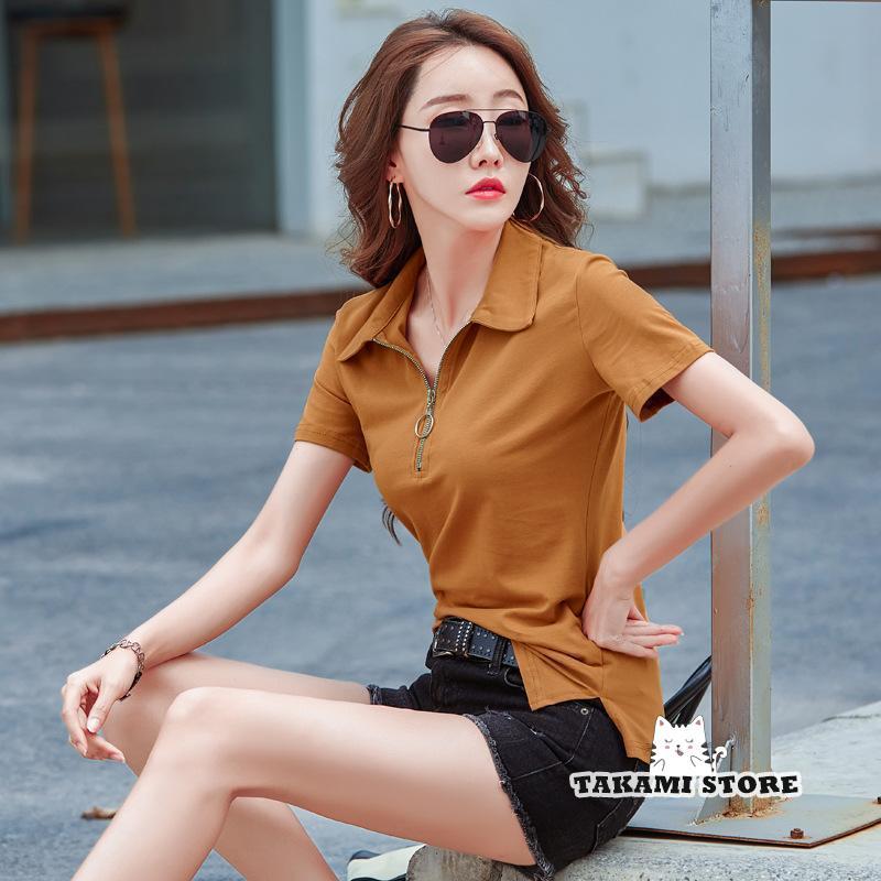 fzcyシャツ レディース 綿 ジップアップ シャツ ス ゴルフシャツ