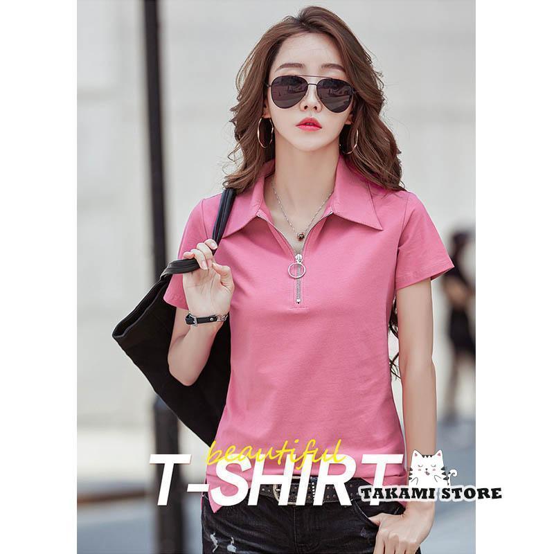 fzcyシャツ レディース 綿 ジップアップ シャツ ス ゴルフシャツ