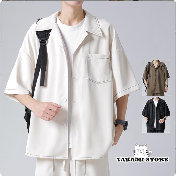 セットアップ メンズ 五分袖 半袖 カジュアルシャツ 春 夏 秋