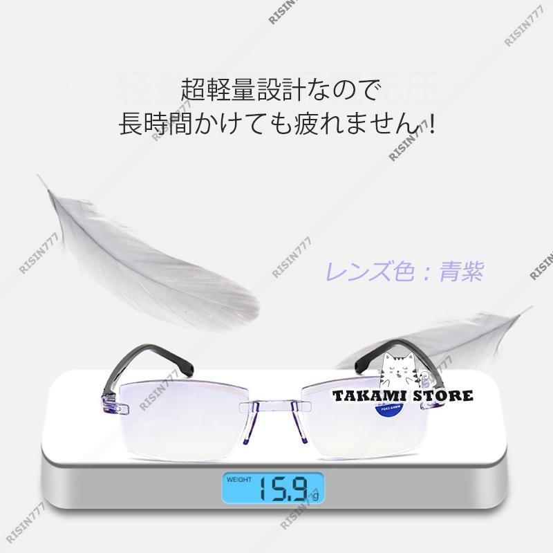 老眼鏡 遠近両用 おしゃれ 縁なし メンズ レディース ブルーライト