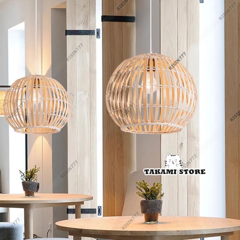 ペンダントライト 北欧 LED対応 おしゃれ 丸型 球状 竹編み 和風