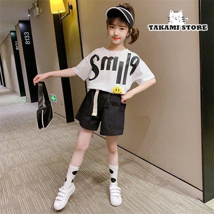 子供服 セットアップ 女の子 春夏 半袖 上下セット 韓国子供服 キッズ ジュニア Tシャツ デニムパンツ ショート丈 可愛い おしゃれ 小学生 通学着｜takami-store｜02