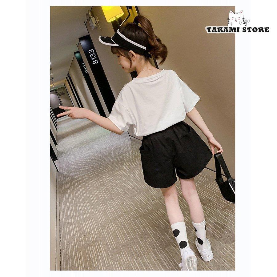 子供服 セットアップ 女の子 春夏 半袖 上下セット 韓国子供服 キッズ ジュニア Tシャツ デニムパンツ ショート丈 可愛い おしゃれ 小学生 通学着｜takami-store｜05