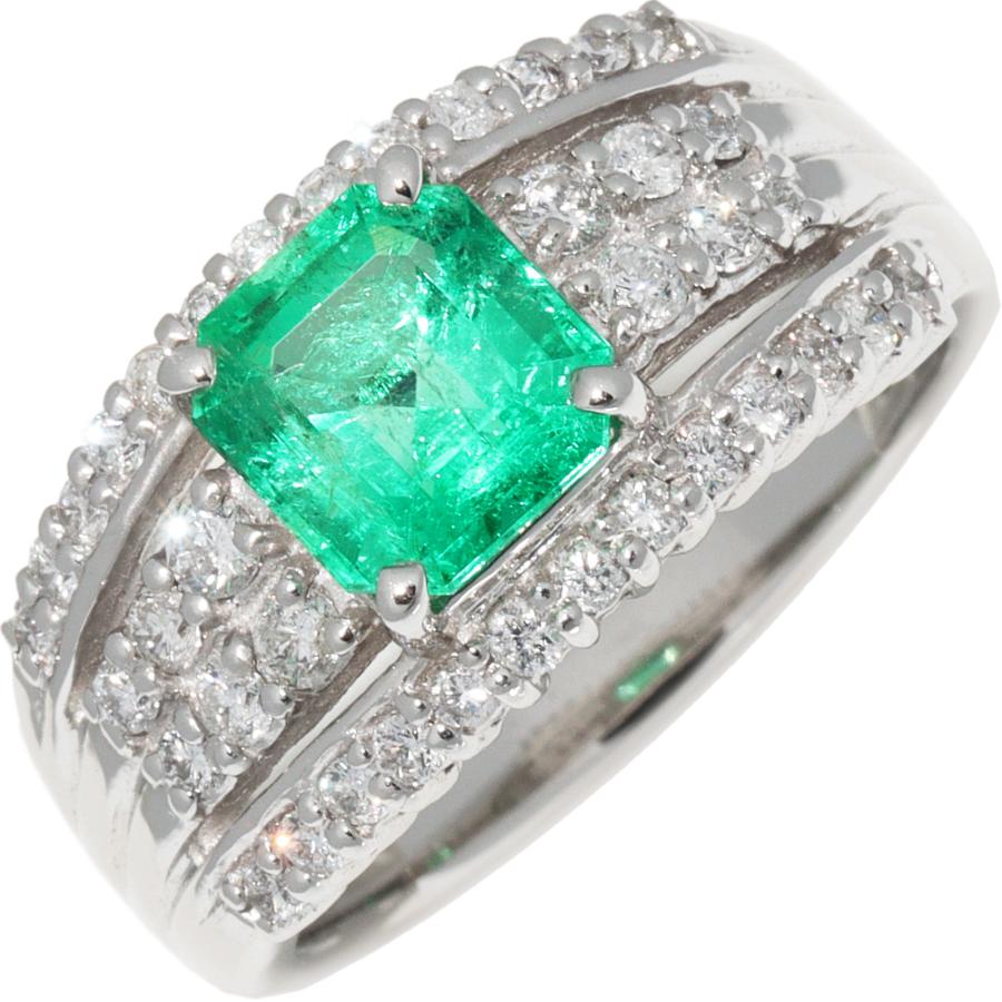 指輪(リング) Pt900 コロンビア産エメラルド1.59ct/ダイヤ0.60ct 