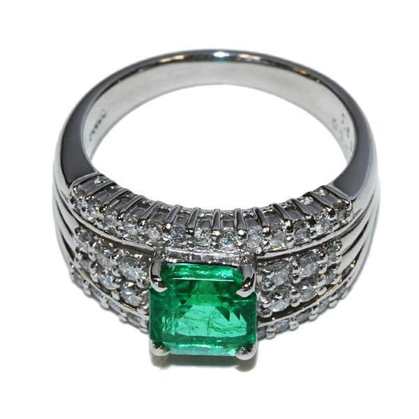 指輪(リング) Pt900 コロンビア産エメラルド1.59ct/ダイヤ0.60ct 