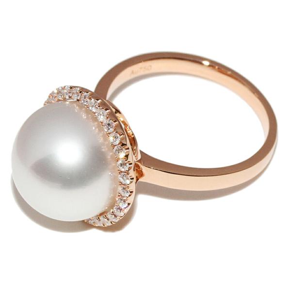 パールとダイヤのリングk18 指輪(リング) K18PG パール(真珠)11.6ミリ ダイヤ0.24ct