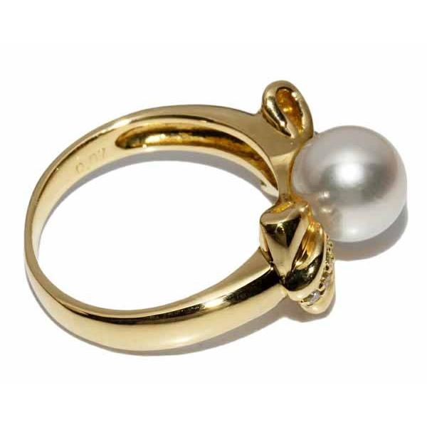 指輪 K18YG パール(真珠)7.4ミリ ダイヤ0.07ct｜takami710｜03