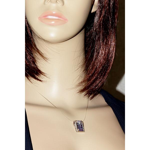 ペンダントトップ K18WG アメジスト3.16 ダイヤモンド D0.04