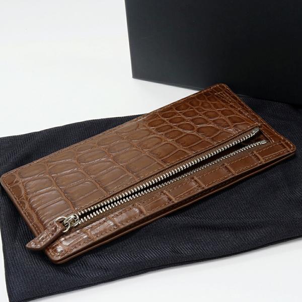 フラグメントケース マット加工クロコダイル ブラウン(ミンク