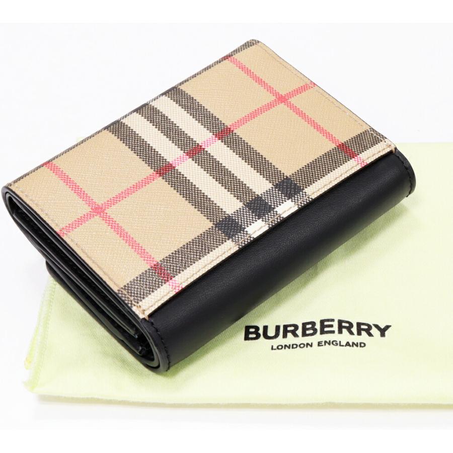 BURBERRY 三つ折り財布 キャンバス BURBERRY ブラック グレー ホース