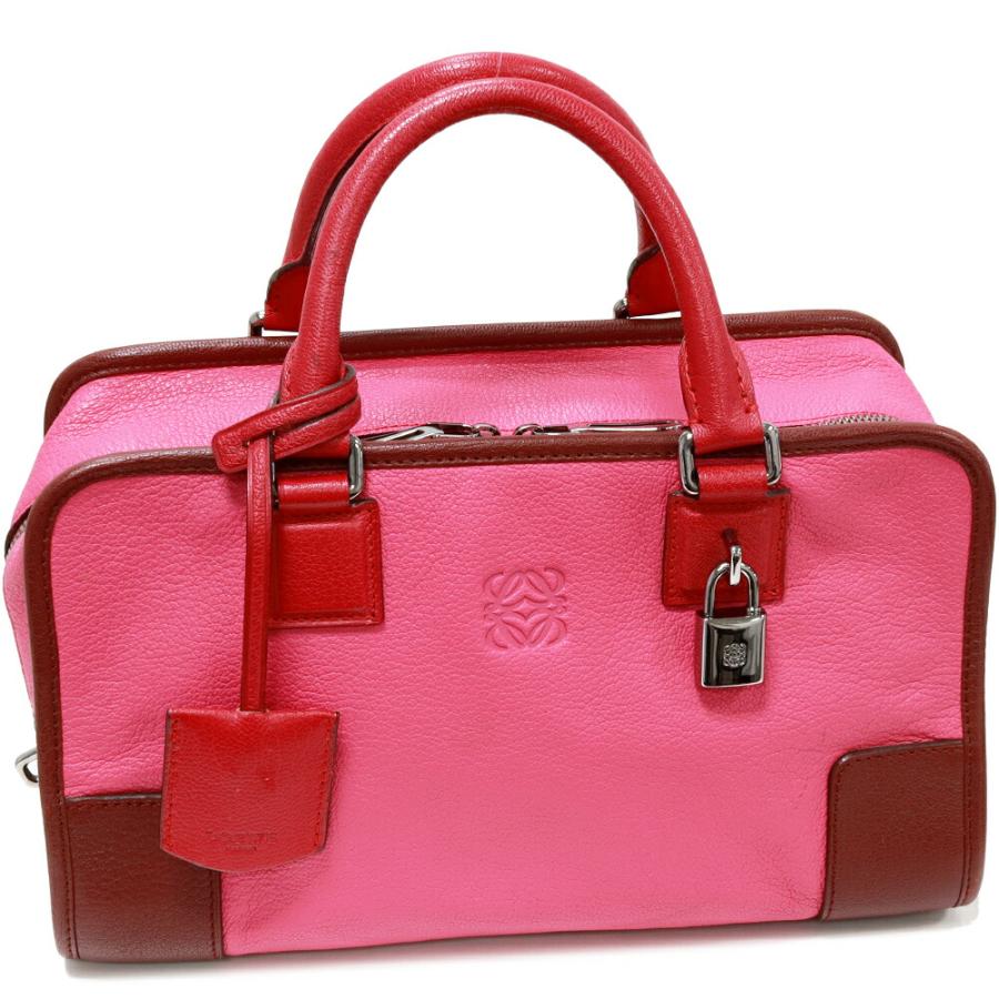 LOEWE ロエベ ハンドバッグ アマソナ 28 ゴートスキン ピンクxボルドー 