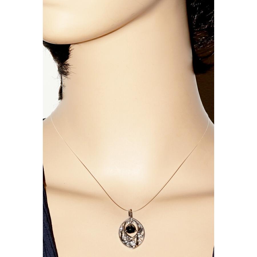 ペンダントトップ K18WG ブラックダイヤ1.20ct ブラックダイヤ0.08ct