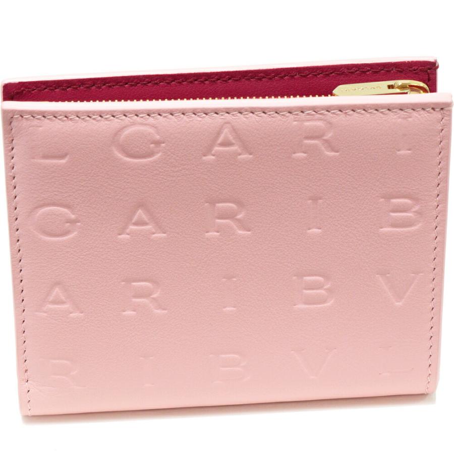 BVLGARI ブルガリ 二つ折り財布 レディース ブルガリロゴ インフィニートゥム コンパクトウォレット アイボリー×ピンク BVLGARI ブルガリ 二つ折り財布 レディース ブルガリロゴ インフィニー