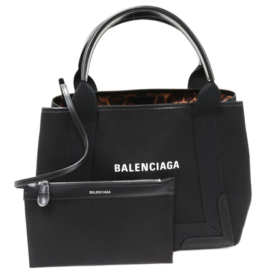 【美品】BALENCIAGA　ネイビーカバスS　ハンドバッグ　キャンバス　黒 美品】バレンシアガネイビーカバスSハンドバッグレザーキャンバス黒