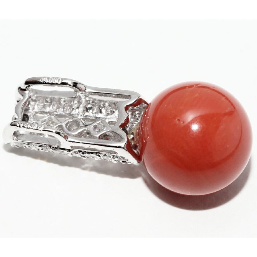 pt900珊瑚ダイヤモンドペンダント