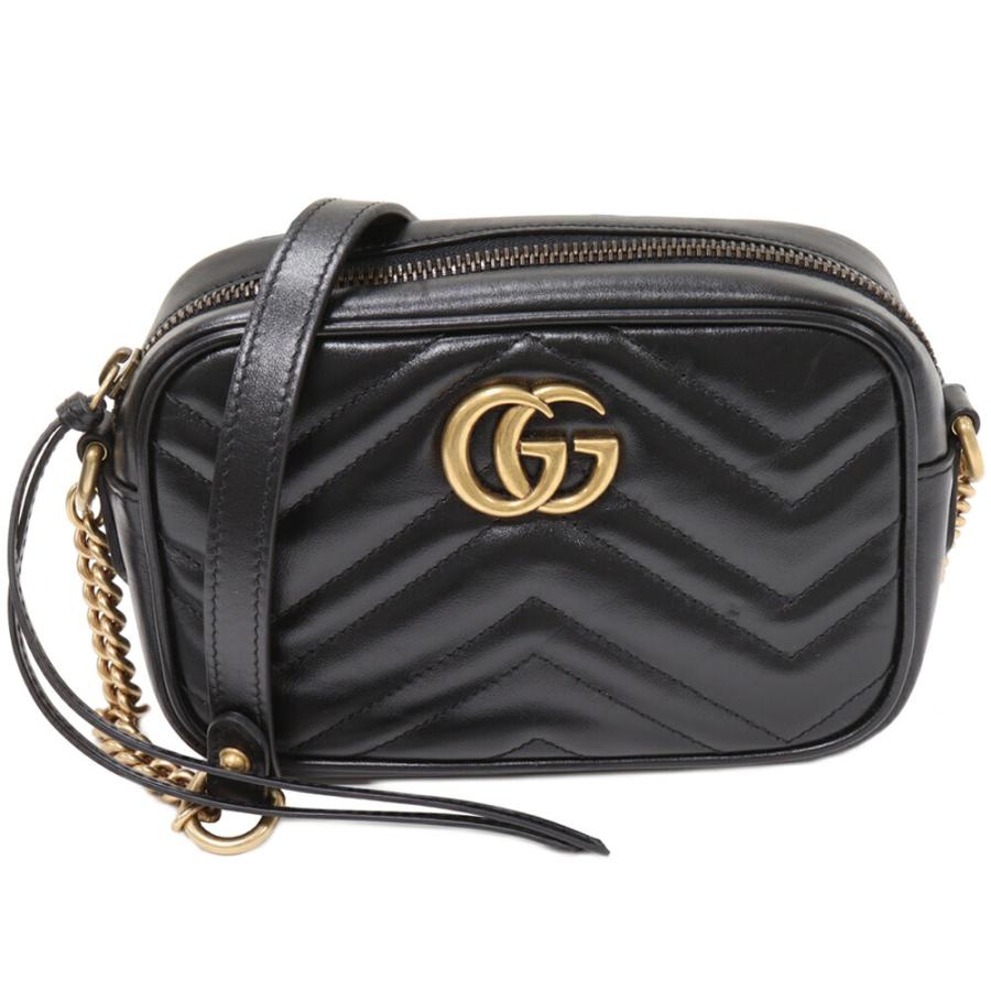 GUCCI（グッチ） GGマーモント キルティング ミニバッグ カーフ 黒