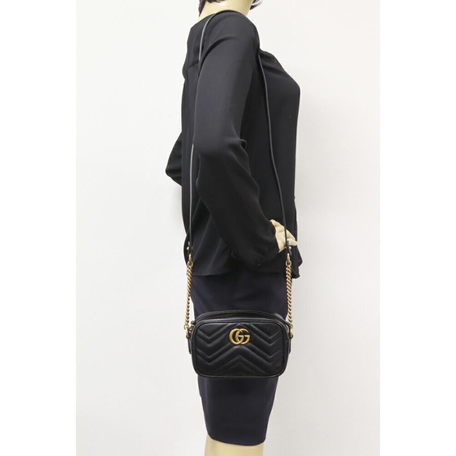GUCCI（グッチ） GGマーモント キルティング ミニバッグ カーフ 黒