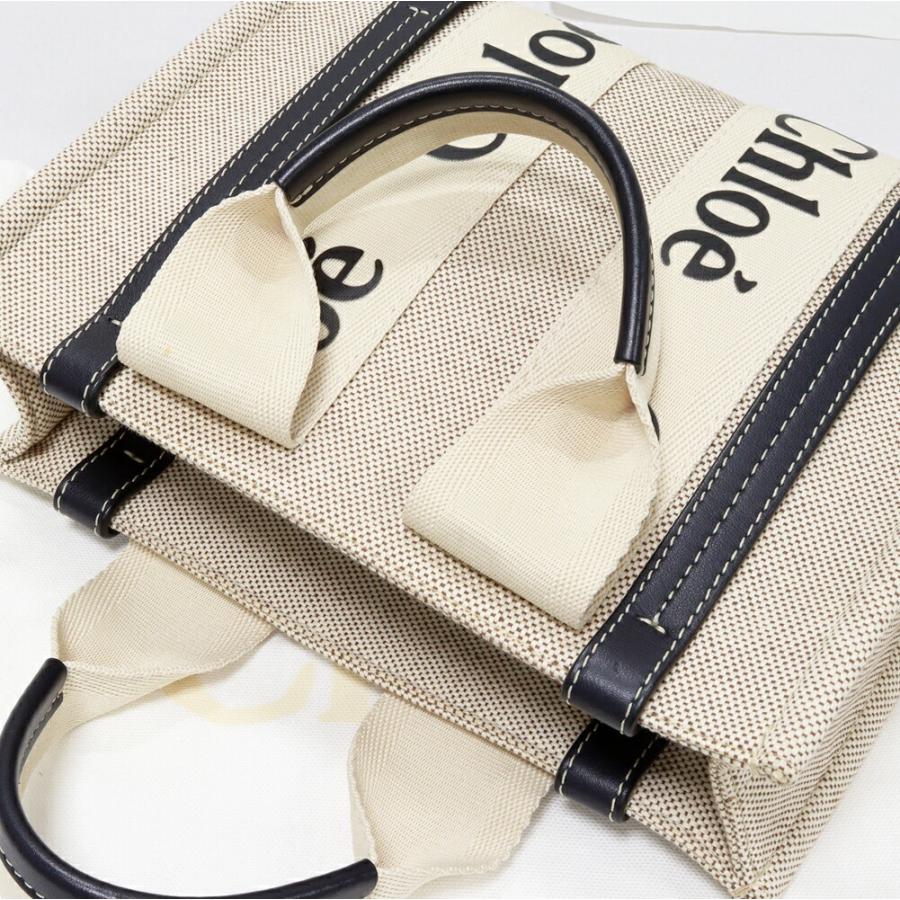 Chloe（クロエ） トートバッグ ウッディスモール リネンキャンバス 