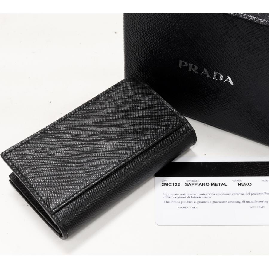 PRADA プラダ 二つ折りカードケース サフィアーノメタル カーフ ネロ  