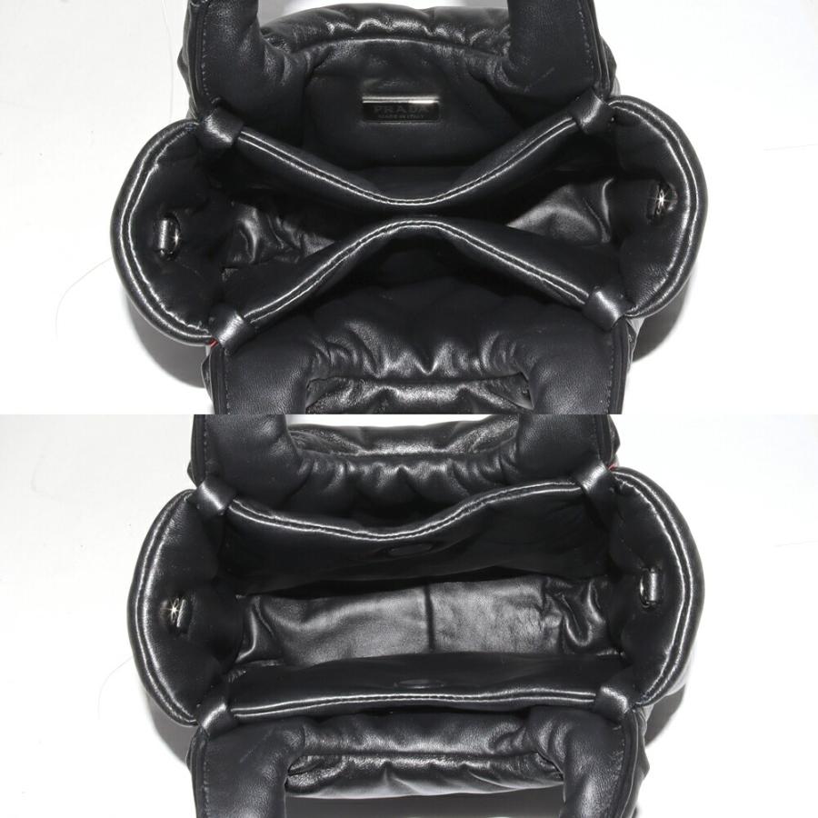 PRADA プラダ ナイロン ナッパレザー ハンドバッグ ブラック BR2690 PRADA（プラダ） ナッパトライアングル スモール ナッパレザー 黒 2WAY