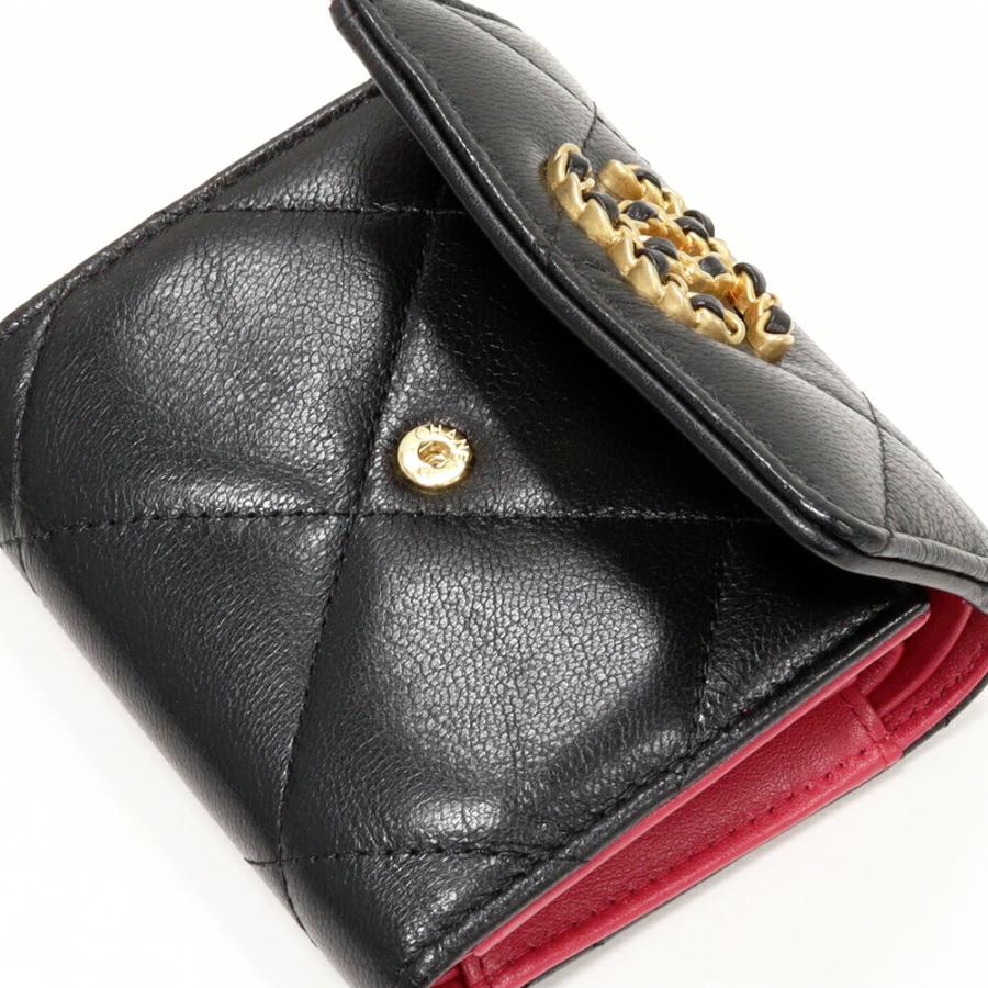 CHANEL シャネル 19 三つ折り財布 ブラック ピンク CHANEL（シャネル） 三つ折り財布(小銭入れあり) シャネル19 スモール