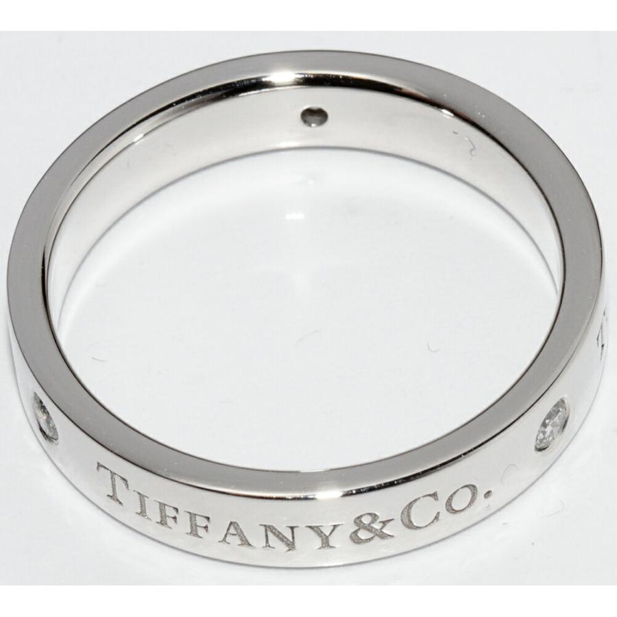 Tiffany ティファニー　Pt950 フラットバンドリング　3ダイヤ　4号 ティファニー 指輪 Pt950 ダイヤ3P T&CO.バンドリング フラットバンド