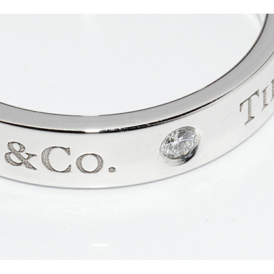 Tiffany ティファニー　Pt950 フラットバンドリング　3ダイヤ　4号 ティファニー 指輪 Pt950 ダイヤ3P T&CO.バンドリング フラットバンド