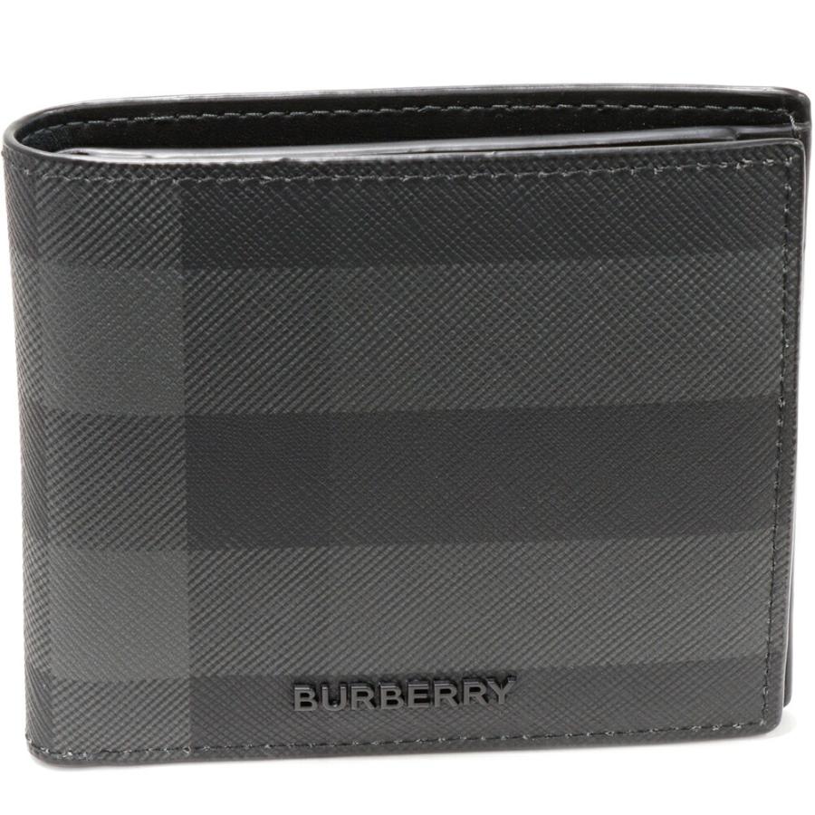 【極美品】バーバリー チェック バイフォールド ウォレット 二つ折り財布 グレー BURBERRY（バーバリー） チェック バイフォールド コイン ウォレット