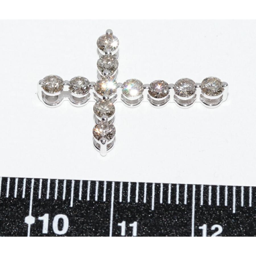 ペンダントトップ K18WG ライトブラウンダイヤ1.00ct クロス : たかみ