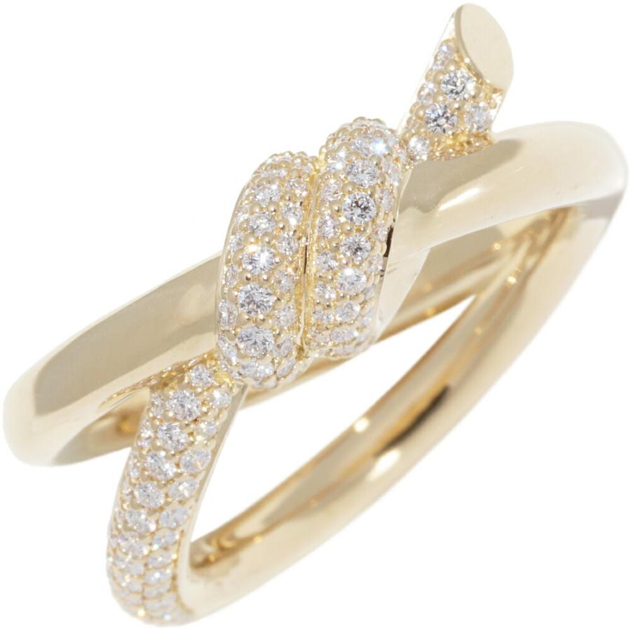 ティファニー 指輪 K18YG ダイヤ0.31ct ノット ダブルロウリング
